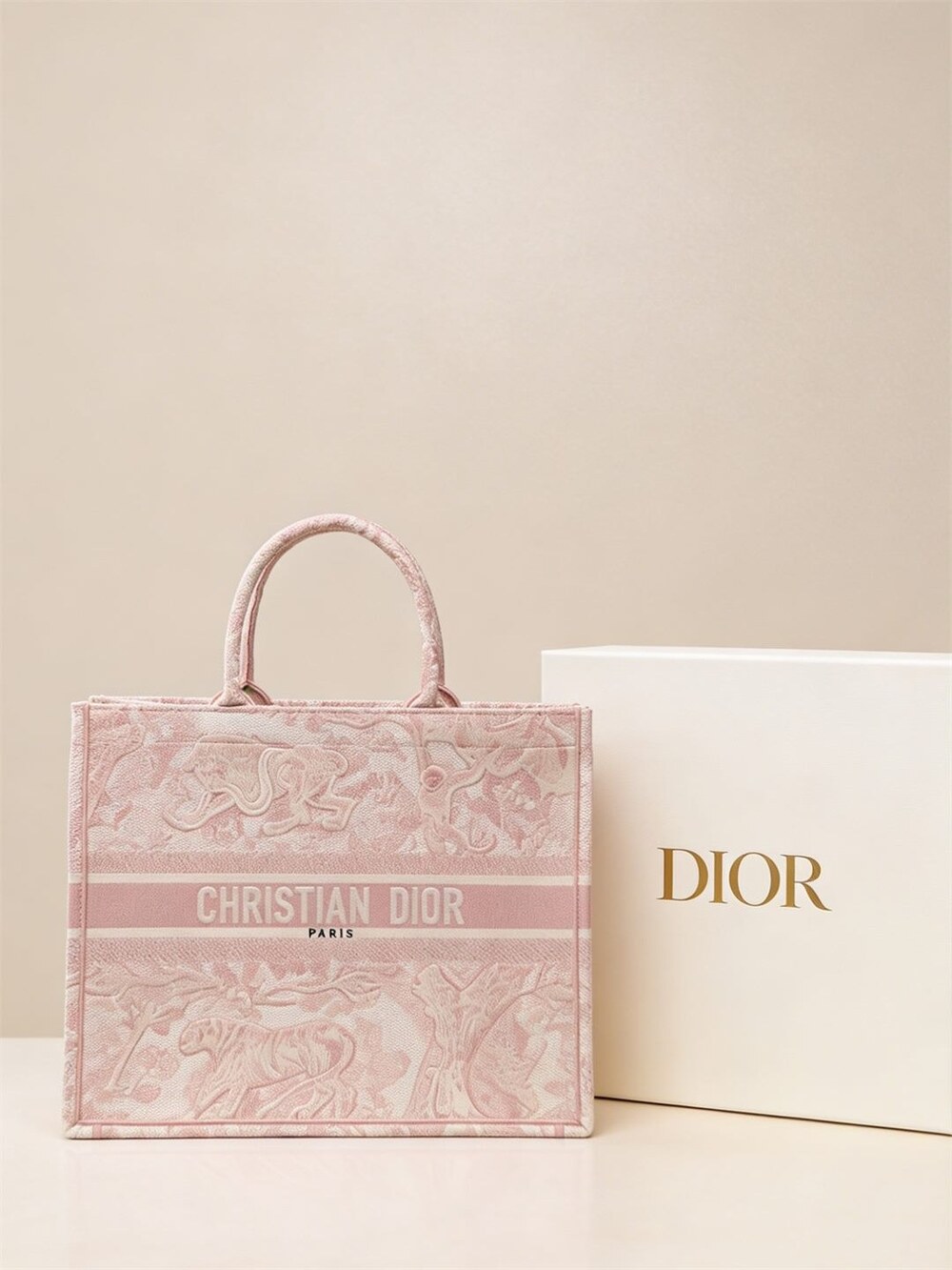 Large Dior Book Tote Bag Pink